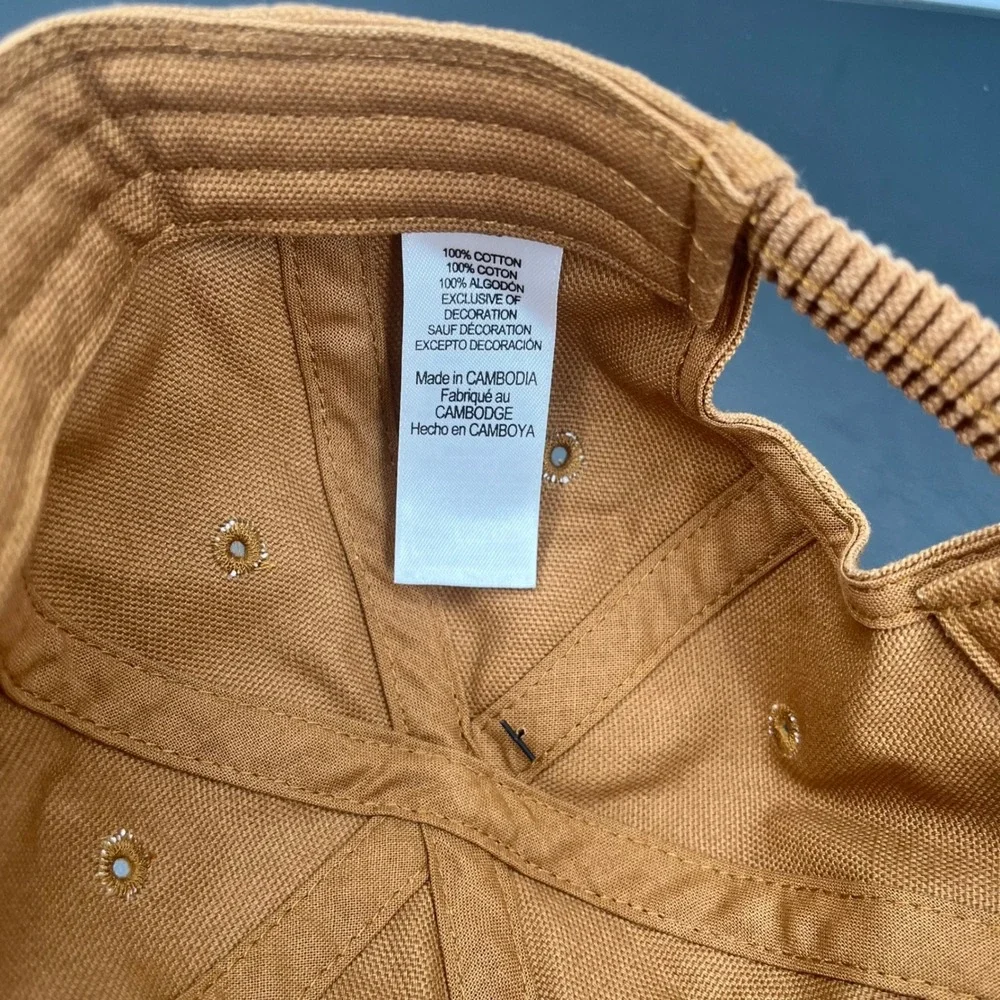 Carhartt Canvas Hat Infant One Size Brown NWT Logo Patch Elastic Back AH8900